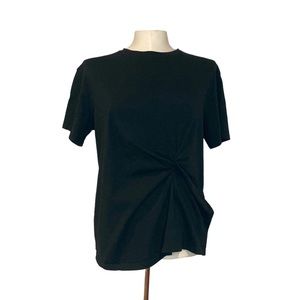 Oak + Fort Black Knotted Side Slit Top Women’s Small Minimalist Chic